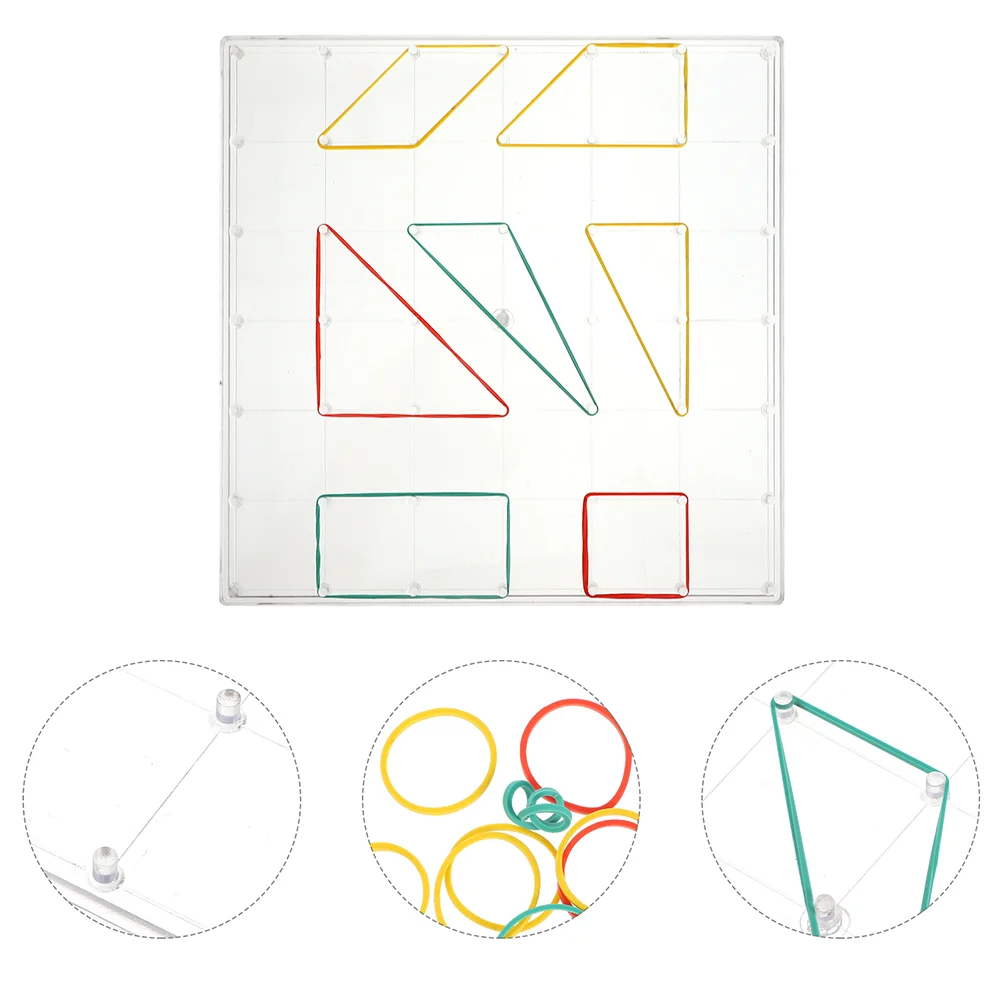 3 Sets Transparent Geometric Pegboard Shape Boards Geometry Teaching Geoboards Math Props Plastic Nail Toys Children's