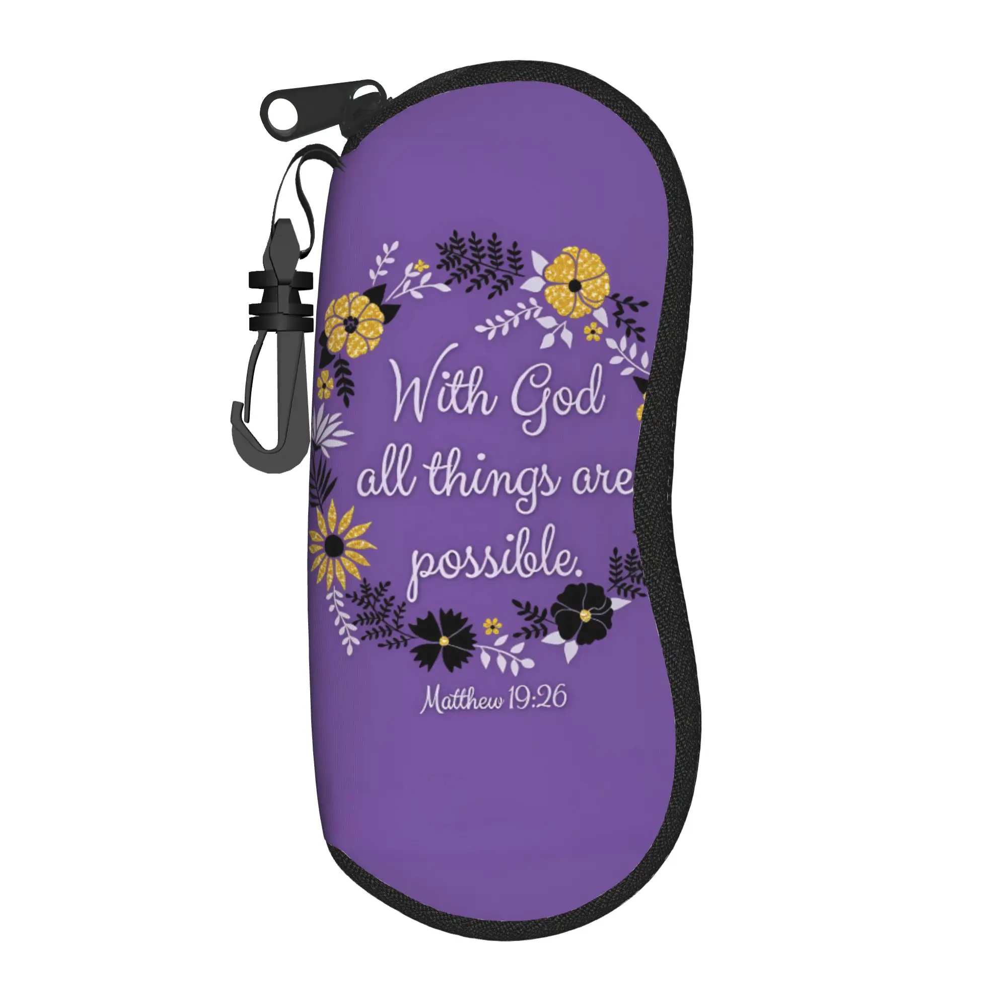 WITH GOD ALL THINGS ARE POSSIBLE (2) Glasses Case Cover  Sunglasses Case Convenient Classic Eyewear Bag Eyeglass Cases Cover