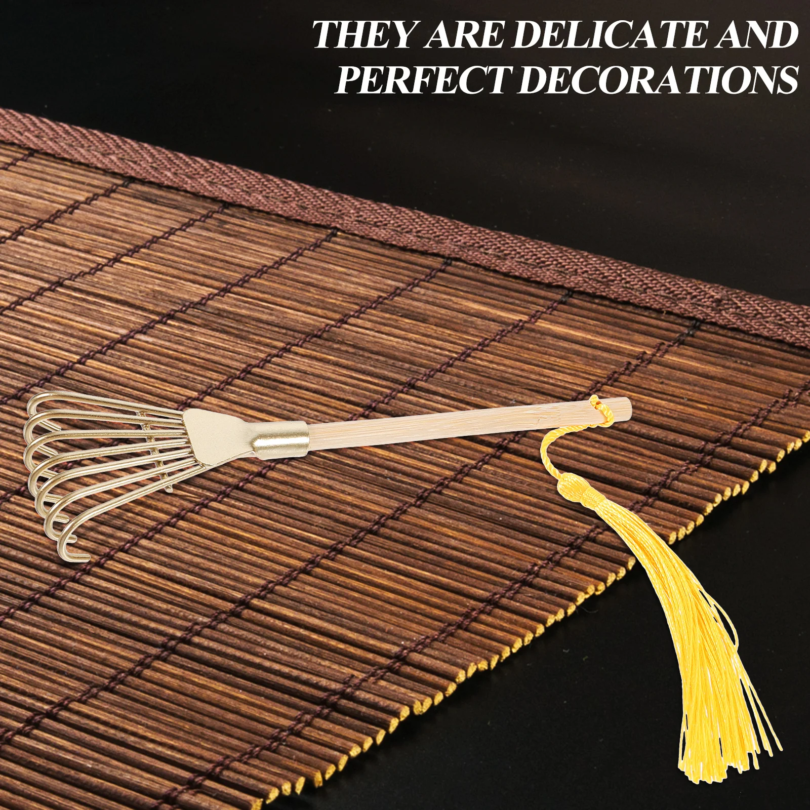

5Pcs Golden Rake Zen Garden Tool Miniature Decorative Ornament Smooth Polished Surface Creative Gift Farmhouse