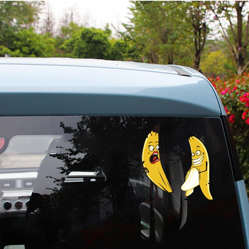 Car stickers personalised creative funny exposure crazy banana body stickers triangle window decorative stickers accessories