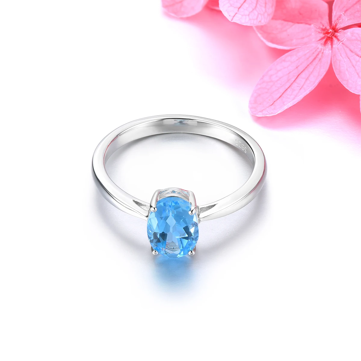 Voorraadopruiming Natuurlijke Blauwe Topaz Sterling Zilveren Ring 1.51 Karaat Echte Edelsteen Eenvoudige Stijl Fijne Sieraden Voor Vrouwen