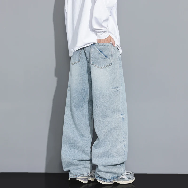 خمر الخريف الرجال الجينز موضة عادية الكورية طالب بلون السراويل شخصية غسل الذكور الدنيم السراويل