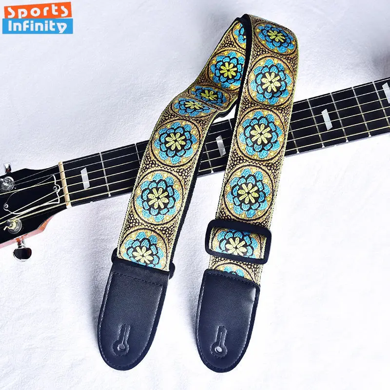 Fashion Printed Acoustic Electric Guitar Strap Widened Wooden Guitar Shoulder Strap Electric Guitar Bass Universal Strap Belt