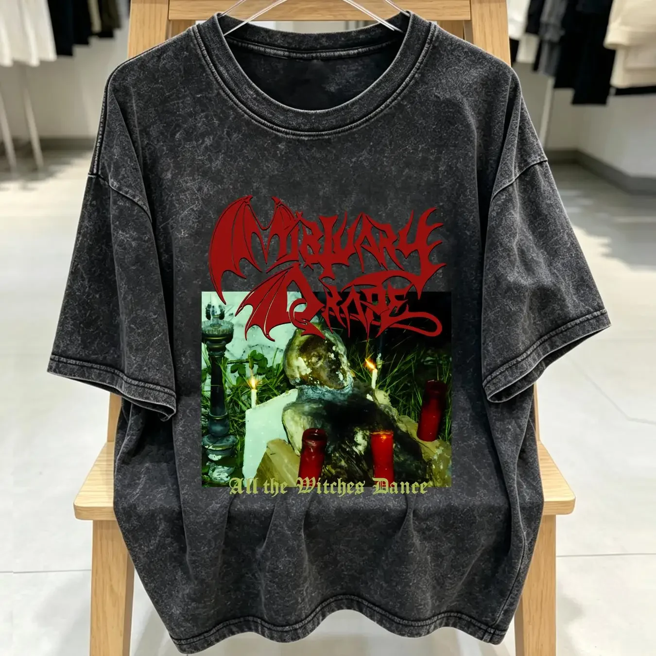washed T Shirt Mortuary Drape All The Witches Dance  Black 5H574N vintage Washed streetwear Stretched Unisex homme Comfortable