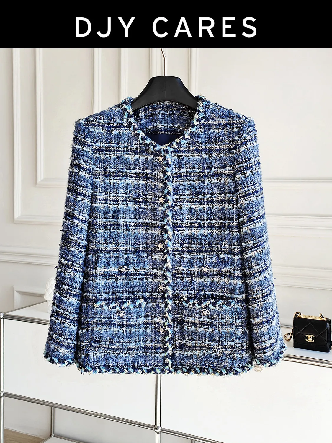 

New Tibetan blue texture medium long slimming wool top big size