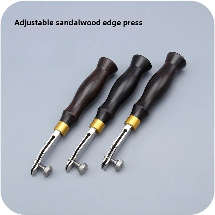 Handmade Adjustable Leather Edge Creaser Wooden Handle Burnishing Tool DIY Leathercraft Groover Stitching
