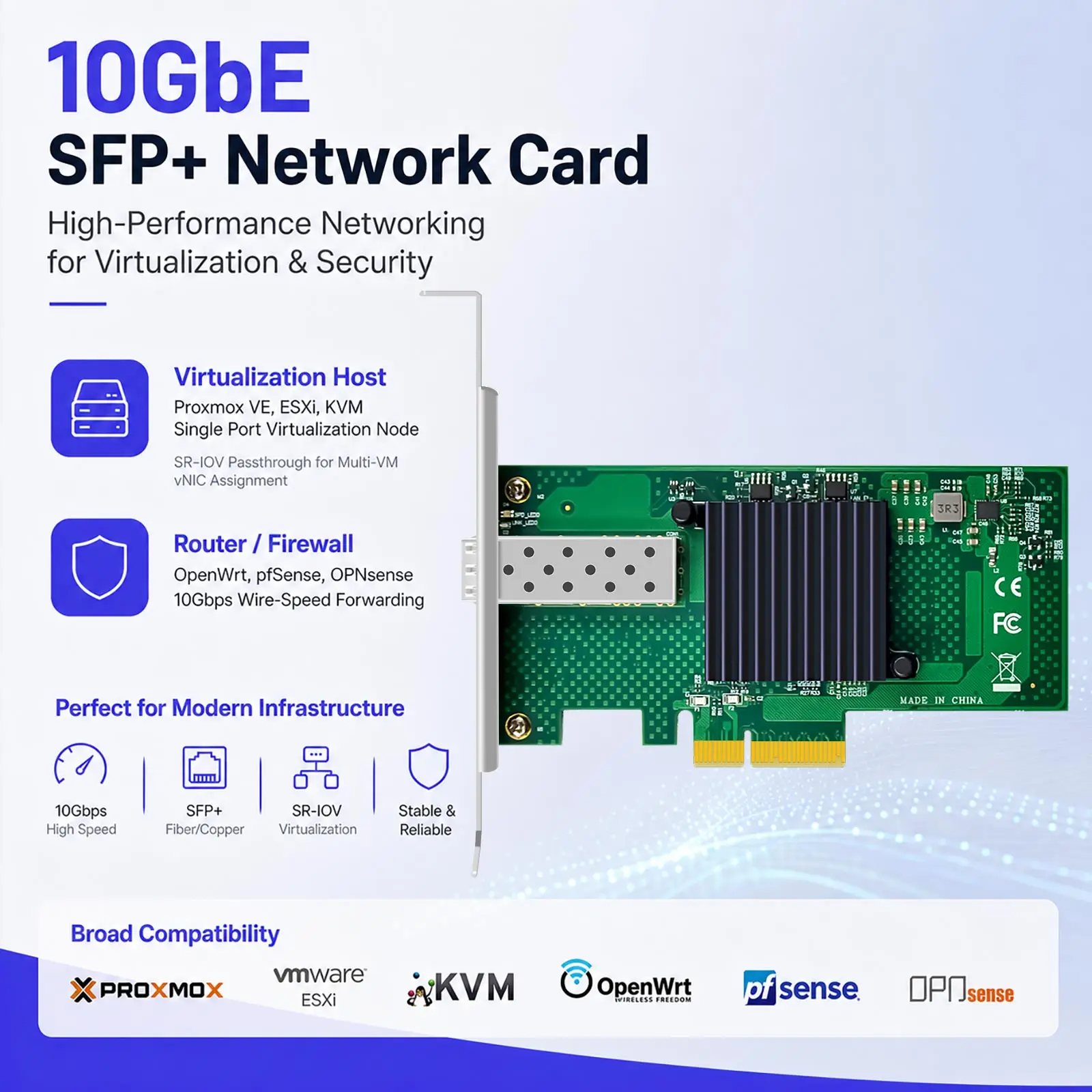 10Gb SFP+ PCIE Network Adapter ST7315 With X520‑DA1 Controller High‑Speed Lan Card For Server NAS PC