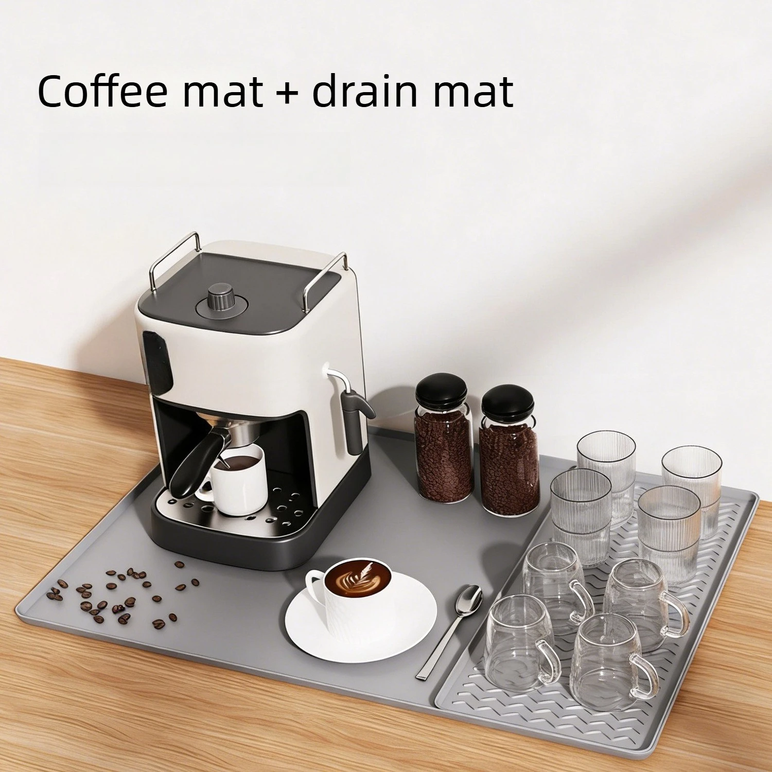 Silicone Coffee Mat Set Multiple Usage Silicone Dish Drying Mat Heat Resistant Dish Drying Pad for Kitchen Counter,Coffee,Bar