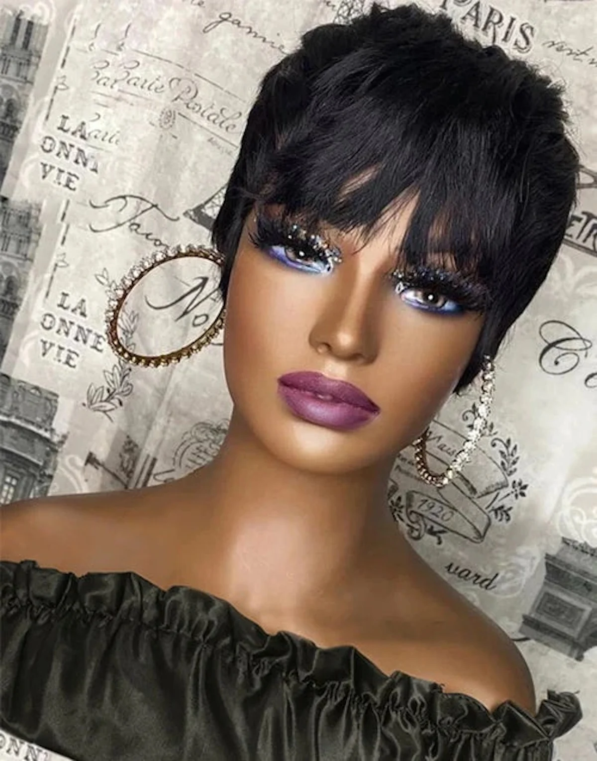 Short Straight Synthetic  Black Hair Wigs Pixie Cut Wig Cheap Hair Wig For Black Women