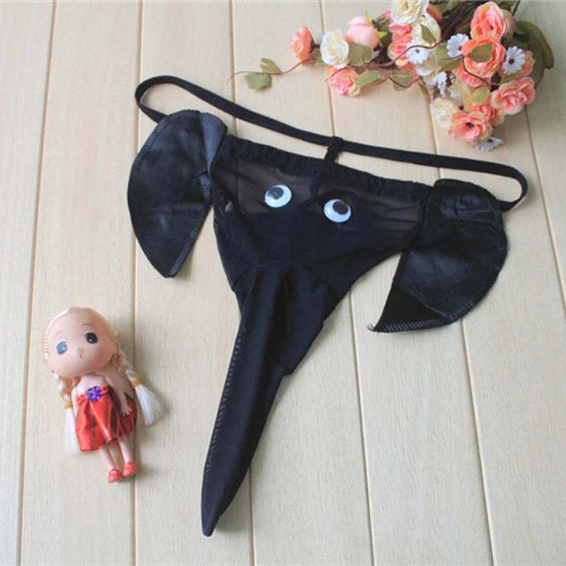 Men\'s Sexy Elephant Thong Underwear Cartoon Trunk T Panties Fashion G String