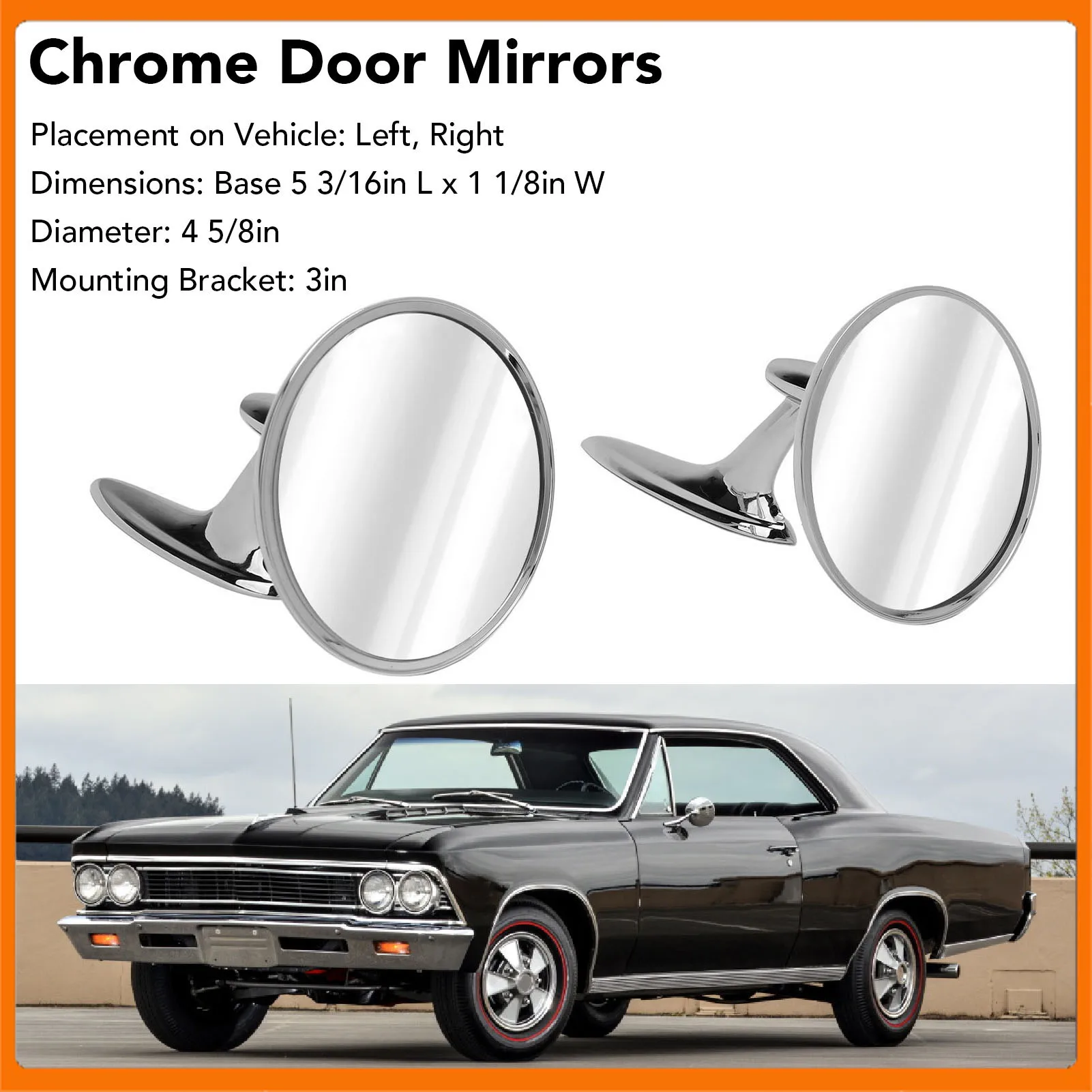 2802710 1 Pair Chrome Door Mirrors 3685955 Manual Folding Circular Outside Exterior Rearview Mirrors Fit for Impala Nova 2802834