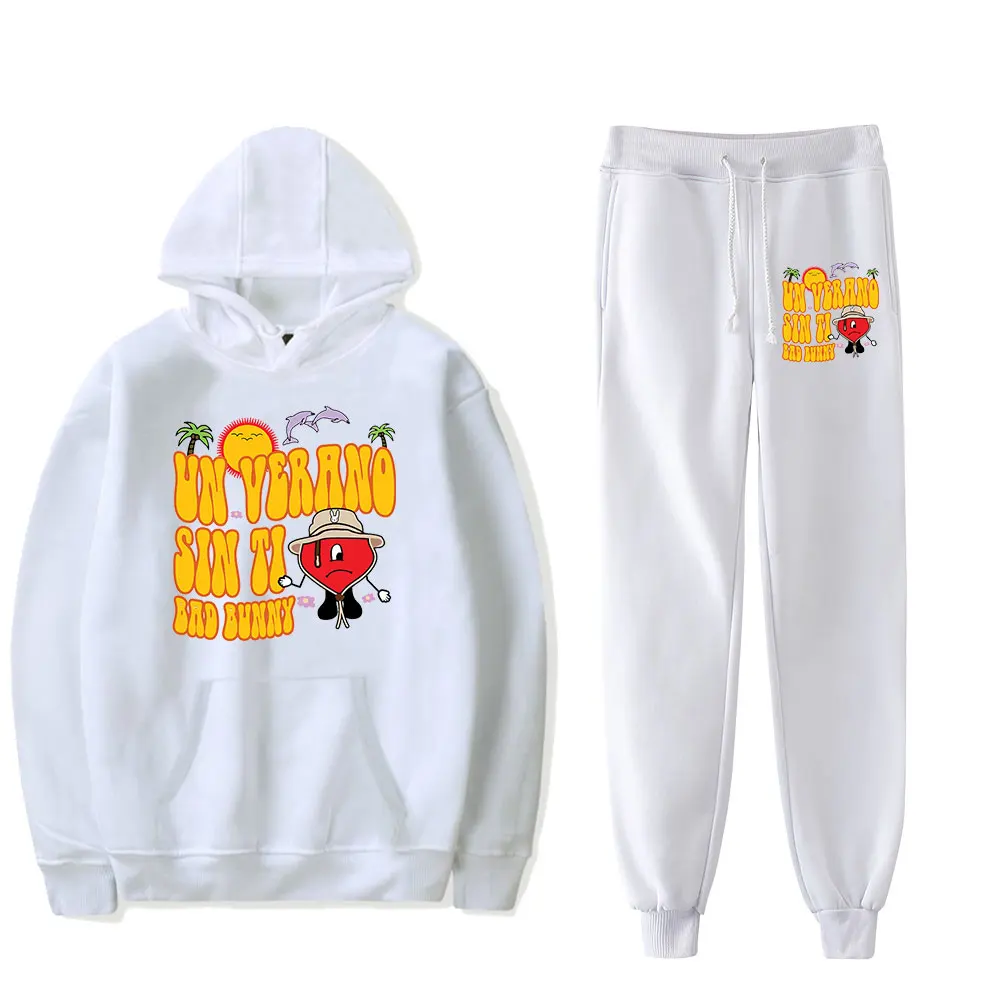 Cartoon Funny Bad Bunny Un Verano Sin Ti logo Rapper Print Sweatshirt Sweatpants Suit Hoodies+Trousers Suit 2 Piece Set Clothes - Image 3
