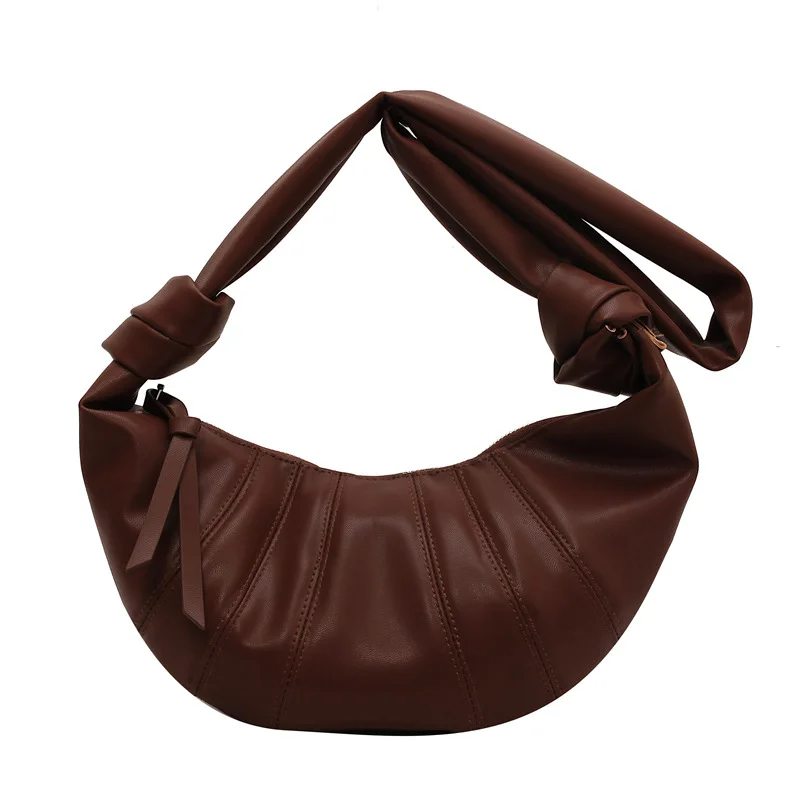 

Shoulder Bag PU Leather Soft Dumpling Design Women Crossbody Style Daily Carry Casual Outing Versatile Horn Shape Minimal
