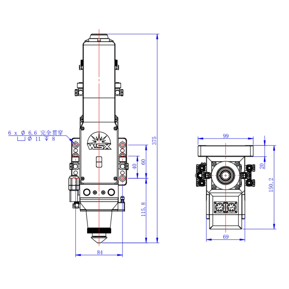 الأصلي WSX 0-3KW الطاقة الألياف التركيز التلقائي القطع بالليزر رئيس NC30A NC30E لآلة قطع الألياف الكبيرة