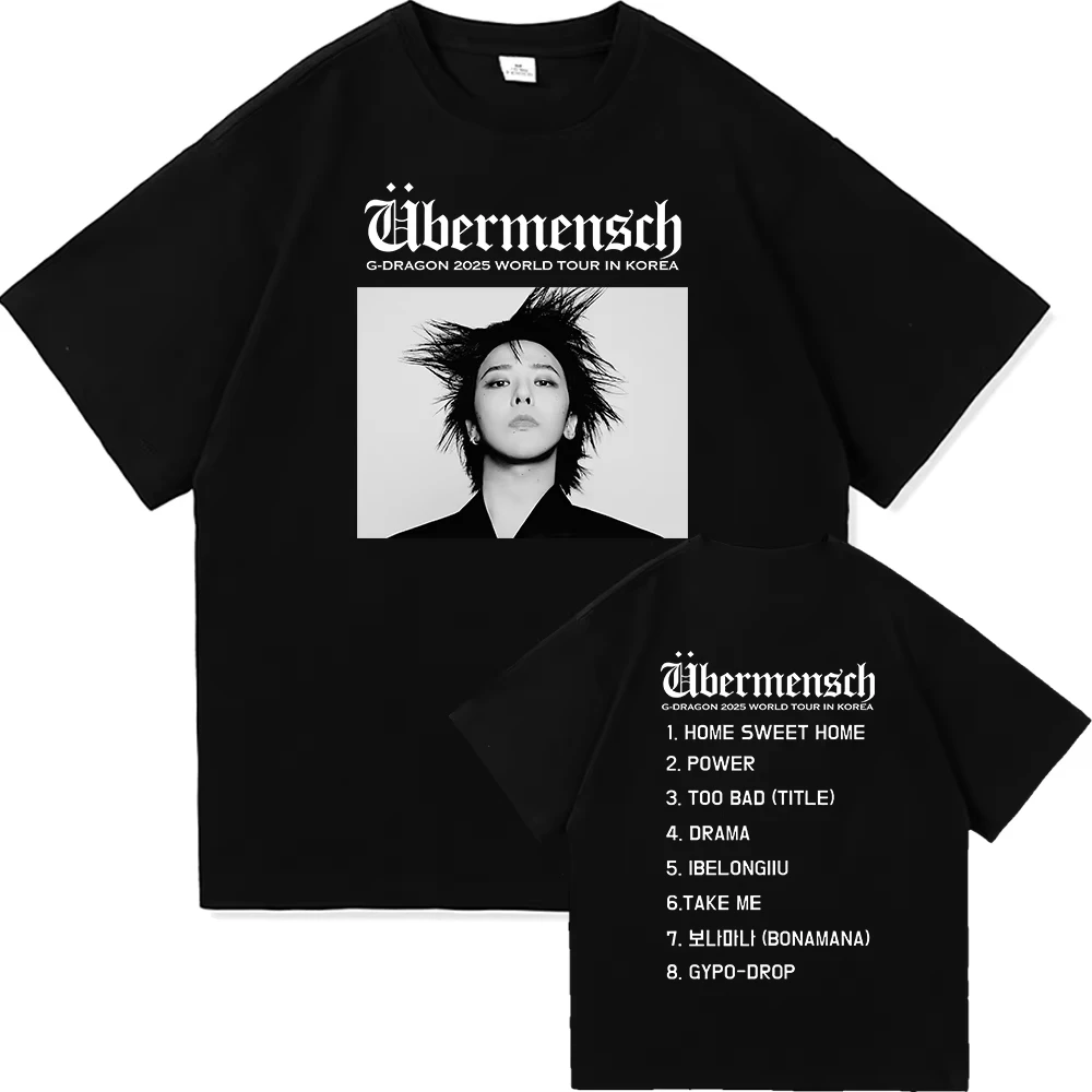 G-Dragon 2025 World Tour T-Shirt Album Übermensch Männer/Frauen Kleidung Retro Harajuku Hochwertige Kleidung Baumwolle T-Shirts Tag Geschenke