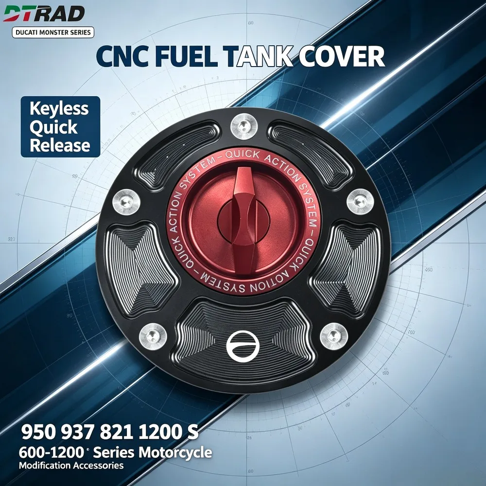 New For DUCATI MONSTER 950/937/+/SP 821 1200/S 600-1200 Series CNC Motorcycle Fuel tank cover Accessories Keyless Quick Release