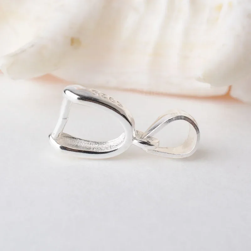 solid 925 sterling silver bail pendant clasp connector, pinch bail with ice-pick for necklace & pendant silver jewelry M