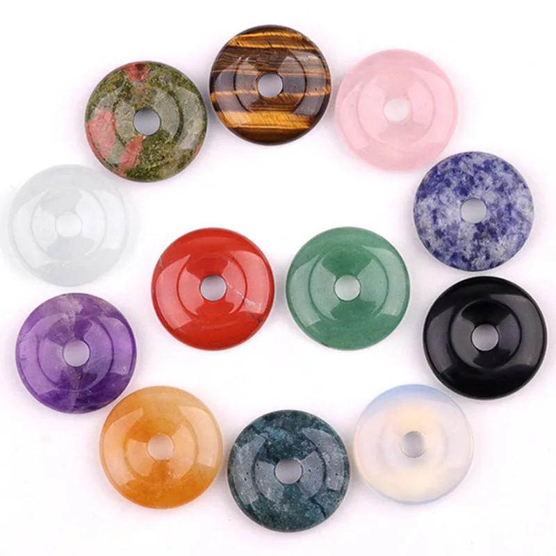 Colgante de Cristal Natural en Forma de Donut (Hebilla de la Paz) |   Joyería Espiritual Curativa, Accesorio para Collar DIY