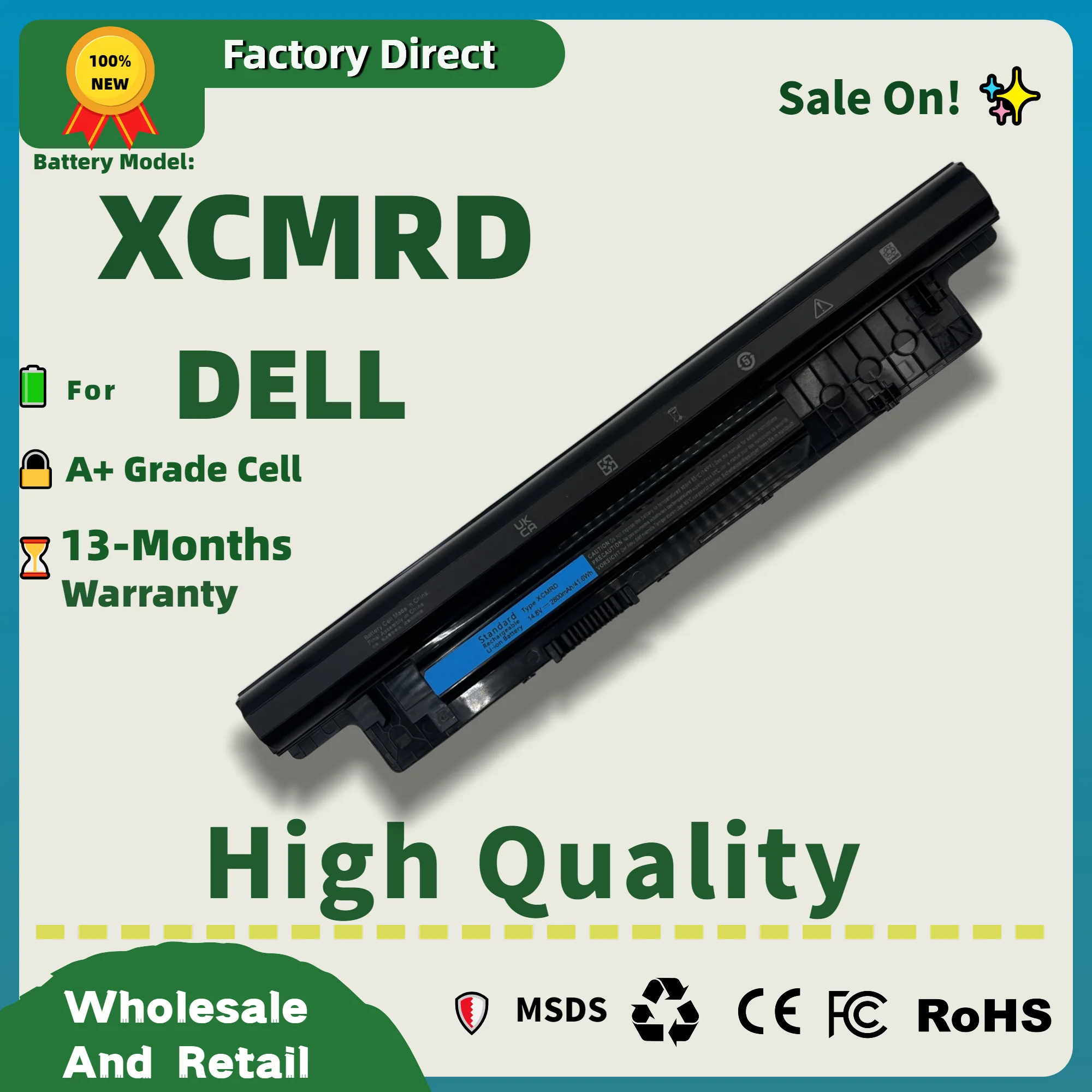 

Прямо с завода! Аккумулятор XCMRD для ноутбуков DELL Inspiron 3441, 3442, 3443, 5721, 3521, 3437, 3537, 5437, 5537, 3737, 5737, 5421