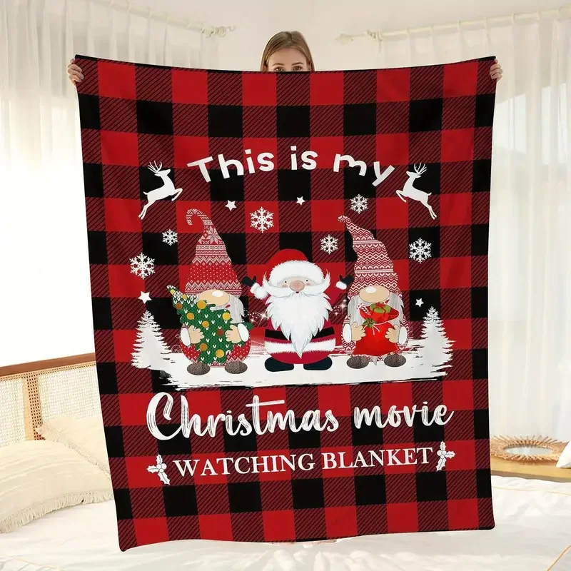 Christmas Throw Blanket Holiday Theme Home Décor Santa giftn Flannel Blanket Soft -This is My Christmas Movie Watching Blanke