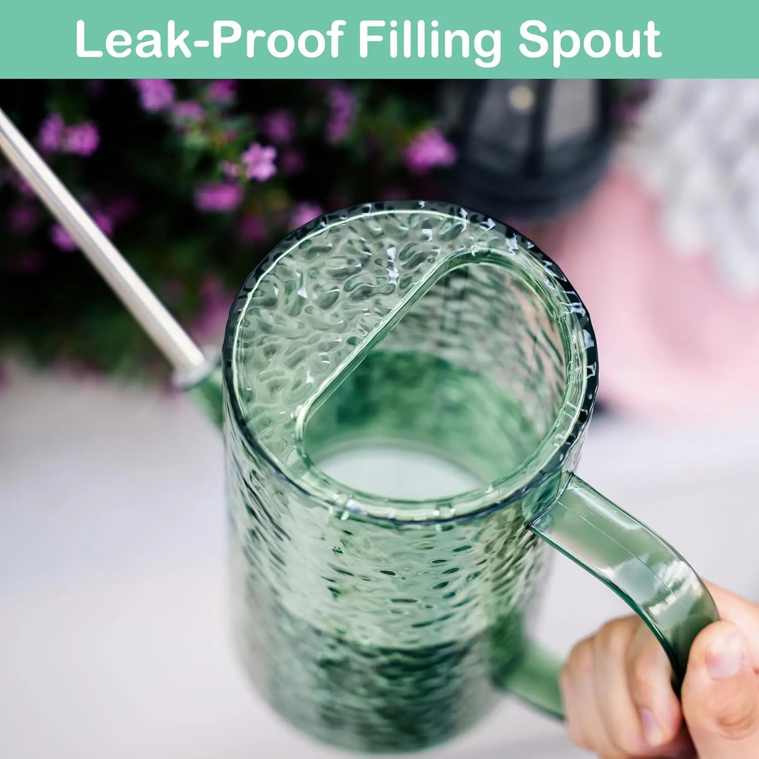 Small Watering Can for Indoor Plants - 34oz Leakproof Lightweight Pot with Long Spout & Shower Head view 3