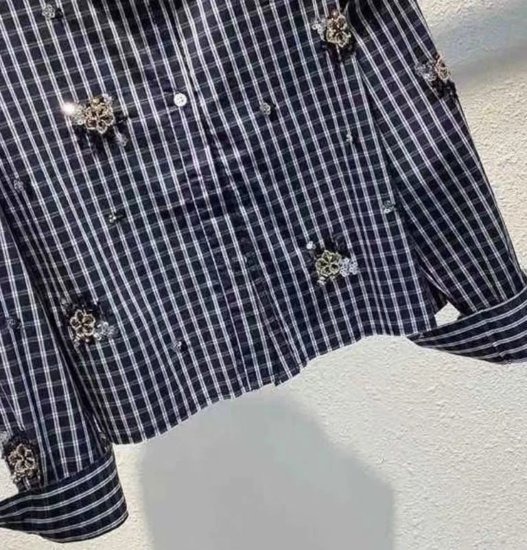 High-end-Marke Design Exquisite Stickerei Kurze Shirts Blusen für frauen Langarm Süße Chic Lose Top Femme Kleidung