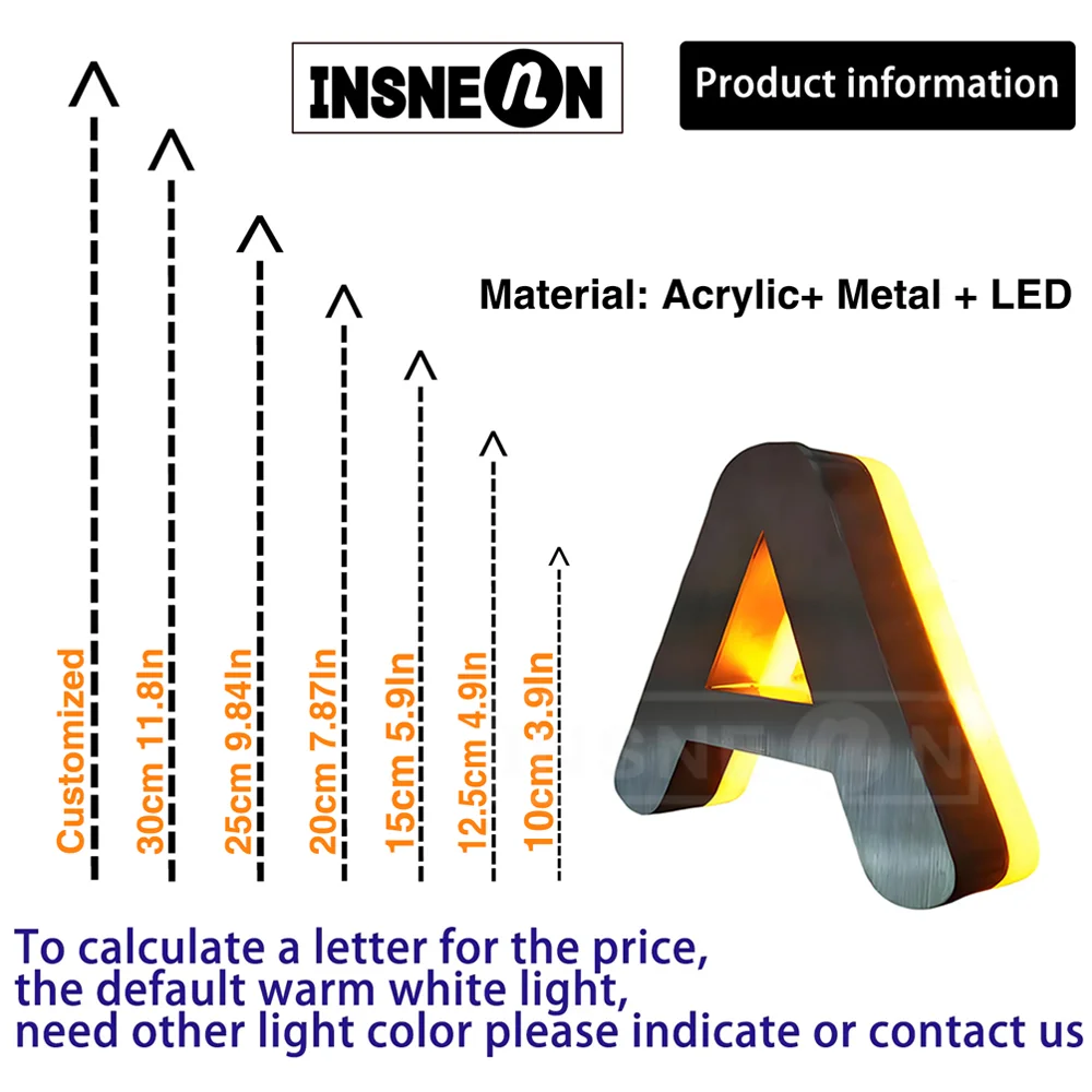Lettere 3D Logo aziendale Segnaletica personalizzata con luce a led Segnaletica da parete aziendale Segni luminosi Poster Etichette al neon in metallo Lettera pubblicitaria