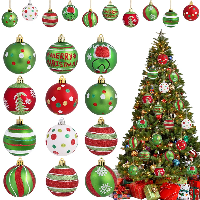 12 Stücke 6 cm Weihnachtsbaum Ball Ornament Kunststoff Hängen Glitter Elf Ball für Weihnachten Home Dekoration 2026 Neujahr Urlaub geschenk
