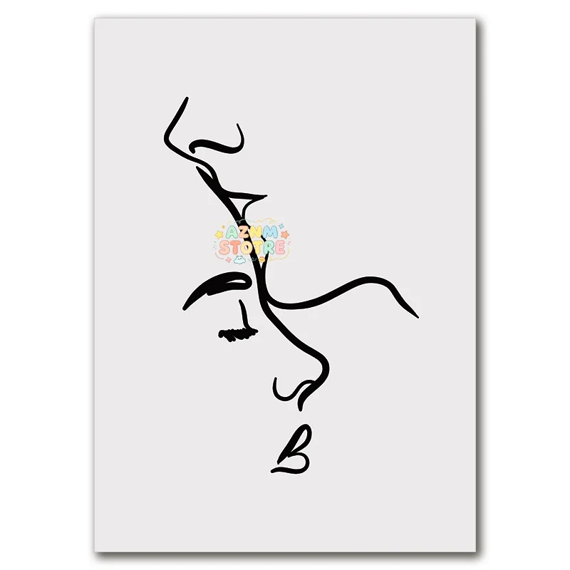 Romantic Love Couple Line Posters Kissing Hugging Hold Hands Canvas Painting and Prints Wall Art Pictures for Living Room Dec