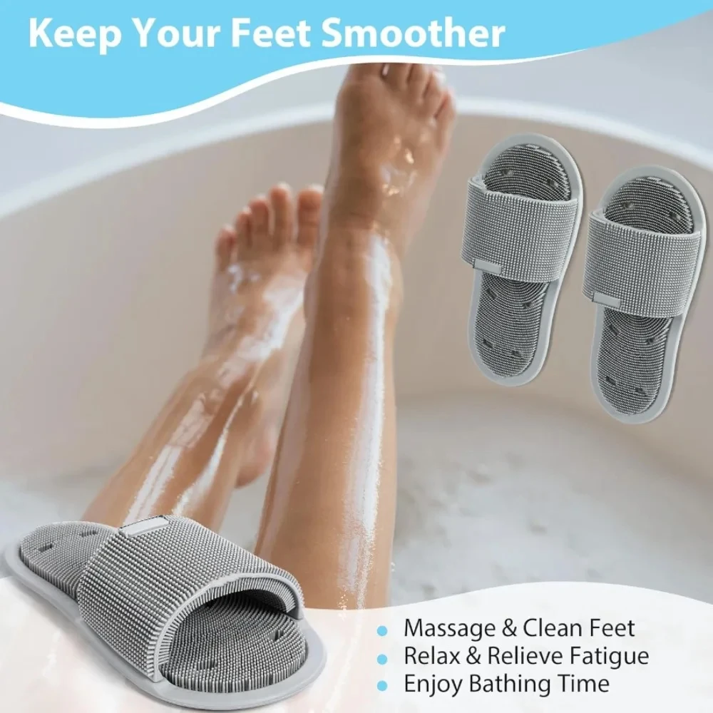 Silicone Foot Scrubber Brush Slippers Shower Foot Massager Cleaner Bath Exfoliating Spa Remove Dead Skin Non-slip Bathroom Tool view 5