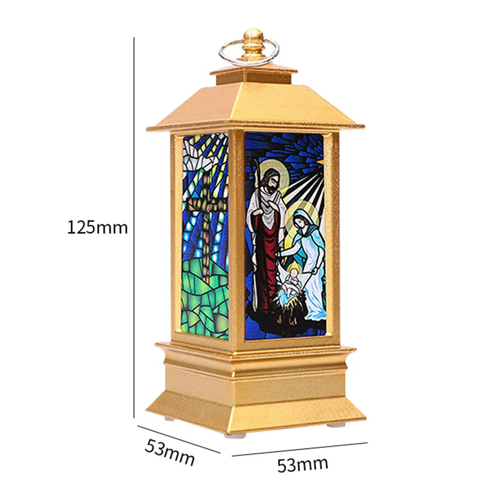Jesus Lantern Gold Candle Lantern LED Lamp Christmas Ornament for Table Centerpiece Bedroom Garden Decor view 3