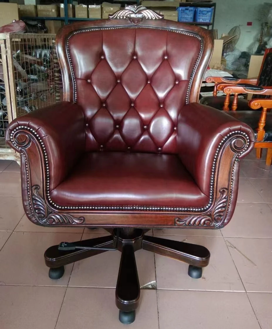 cherry solidwood   frame leather  office arm  chair