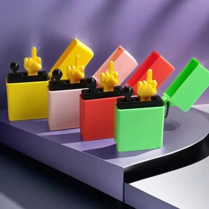 

Funny Middle Finger Desk Decor 3D Printed Prank Gift Box Surprise Quit-Smoking Fake Lighter Gag Toy Birthday Humorous Accessory