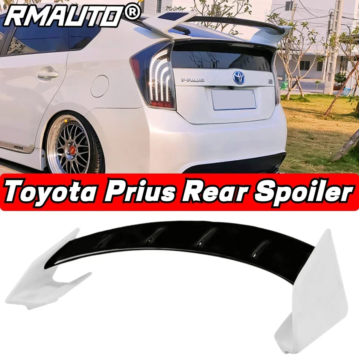 RMAUTO Carbon Fiber ROWEN Style Rear Trunk Spoiler Wing Lip For Toyota Prius ZVW30 2003-2012 Rear Wing Car Accessories Body Kit