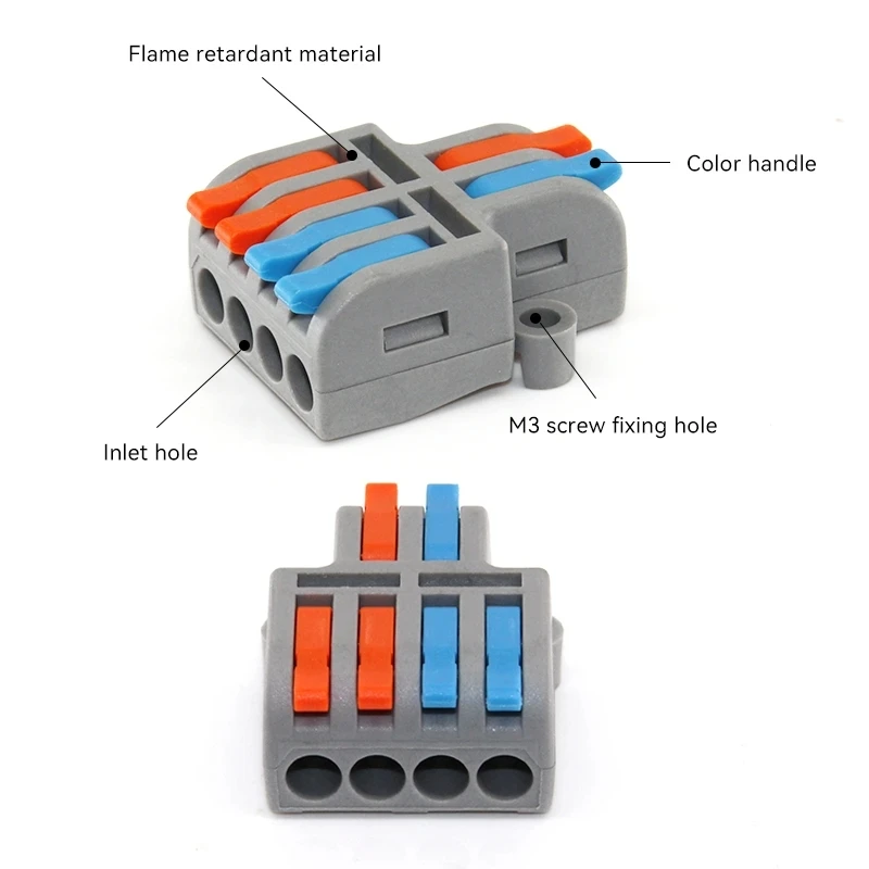 Mini Fast Wiring Cable Connectors Universal Compact Splitter Electrical Conductors Push-in Home Terminal Block Junction Box