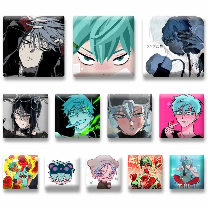 Anime Alien Stage Till Square Badges Backpack Jeans Shoes Jewelry Accessories Snap-in Brooch Cute Cosplay Pins Collectible Gifts