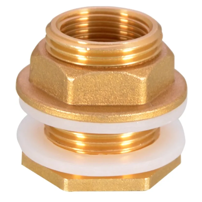 Brass water tank connector, 1/2, 3/4, and 1-inch water outlet interface, internal and external threaded pipe fittings