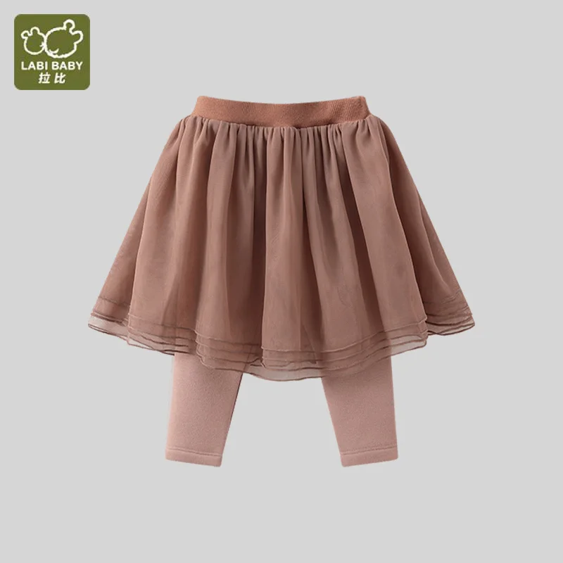 

LABI BABY Girls Leggings Lace Skirt Pants for Kids Girl Princess Multi layer Mesh Skirts Autumn Winter Fleece Baby Clothes