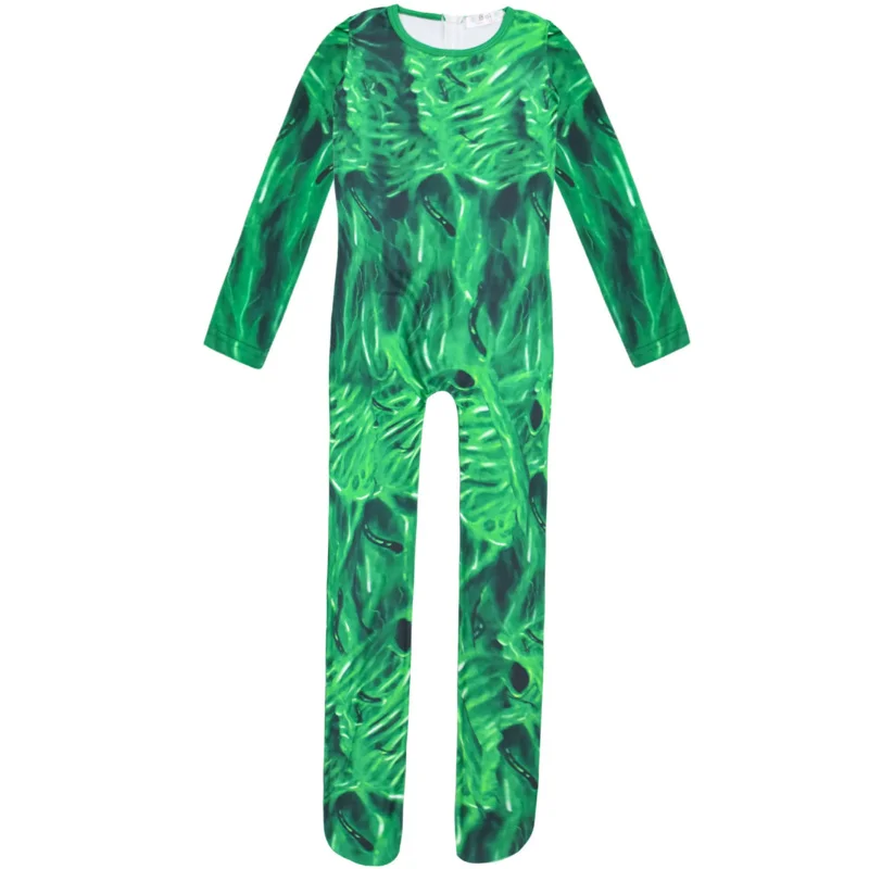 Green Siren Head Cosplay Costume with Mask Boys Anime Party Bodysuit Girls Halloween Carnival Clothing Fancy Dress Up Jumpsuit