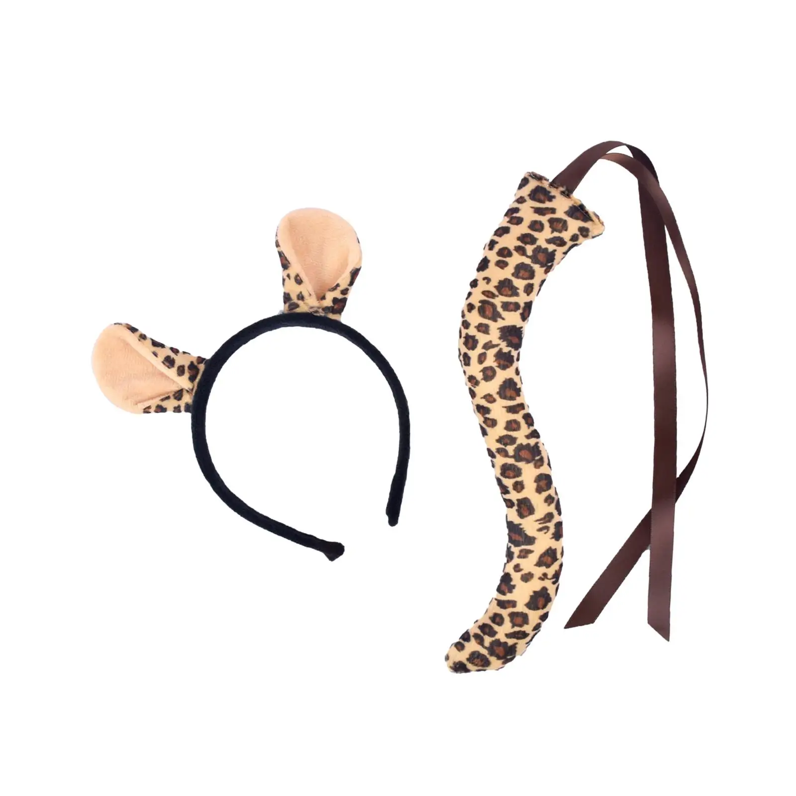 Brown Panther Ears and Long Tail Set Cosplay for Carnivals Performance Party