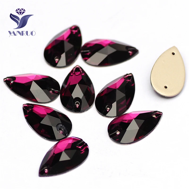 YANRUO 3230 All Sizes Amethyst Glass Stones Sew On Crystal Drop Strass Flatback Rhinestone For Handicrafts