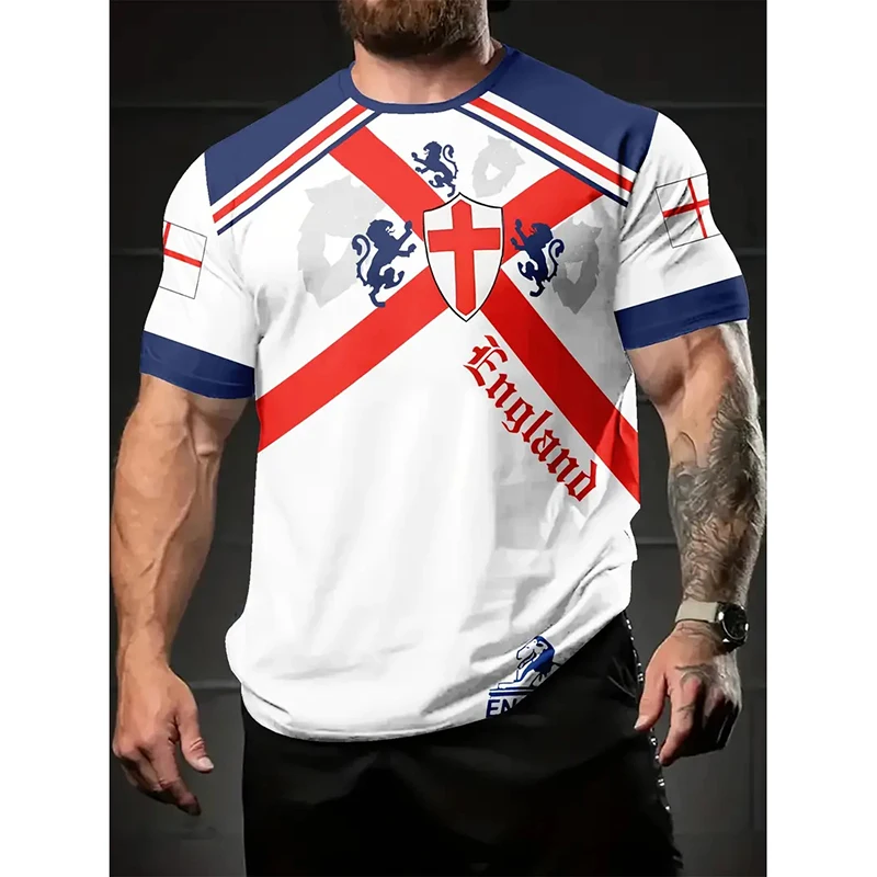 

England T-shirt For Men Summer Street Casual 3D Print Flag Graphic Short Sleeve O-neck T Shirts 2025 Fashion New Breathable Top
