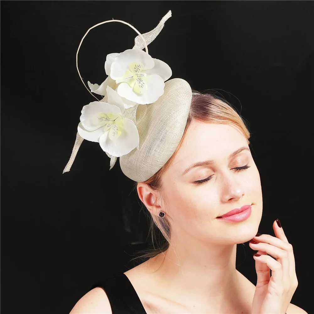 Hochwertige Sinamay-Fascinator-Hüte für Damen mit Haarspange für Hochzeit, Kirche, Party, Rennen, Kopfbedeckung, Braut, Hochzeit, Haarschmuck – Detail 5