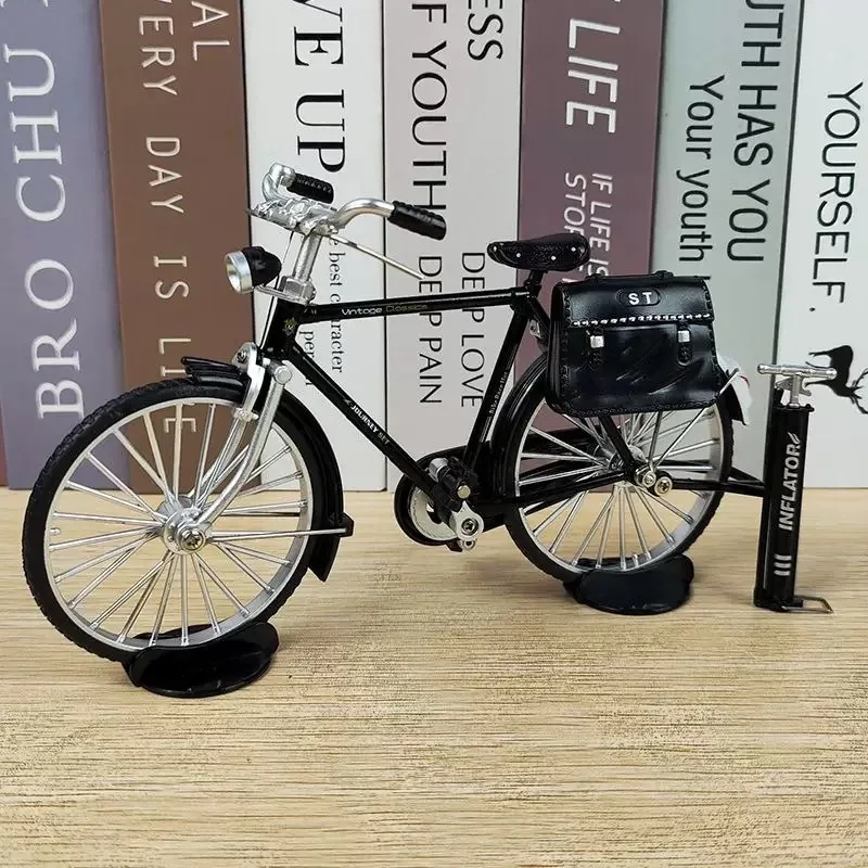 Children DIY Assembled Bicycle Toys Simulation Alloy Postal Car Bicycle Ornaments Old-fashioned Nostalgia Retro Model Assembled