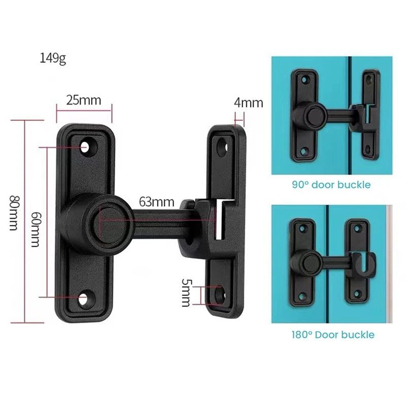A16R-Heavy Duty Gate Latches 90 Degree Right Angle Barn Door Lock Anti-Theft Sliding Door Lock Latch For Garden