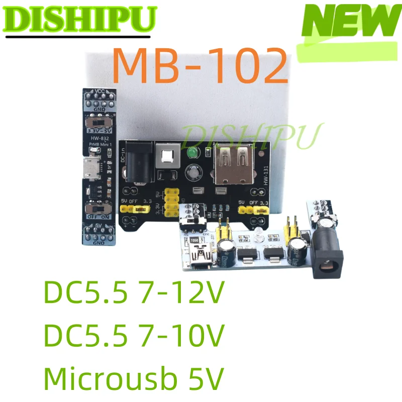 

MB-102 Breadboard dedicated power module Dual 5V 3.3V DC-DC buck module 400/830 holes