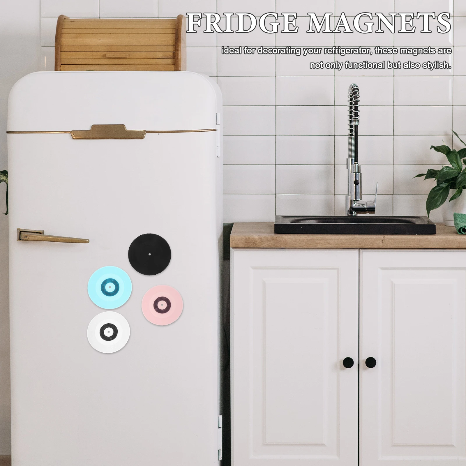 

Simulated Vinyl Record Refrigerator Decorative Fridge Household Kitchen Accessories Multi-Functional Locker Magnet Decor Fridge