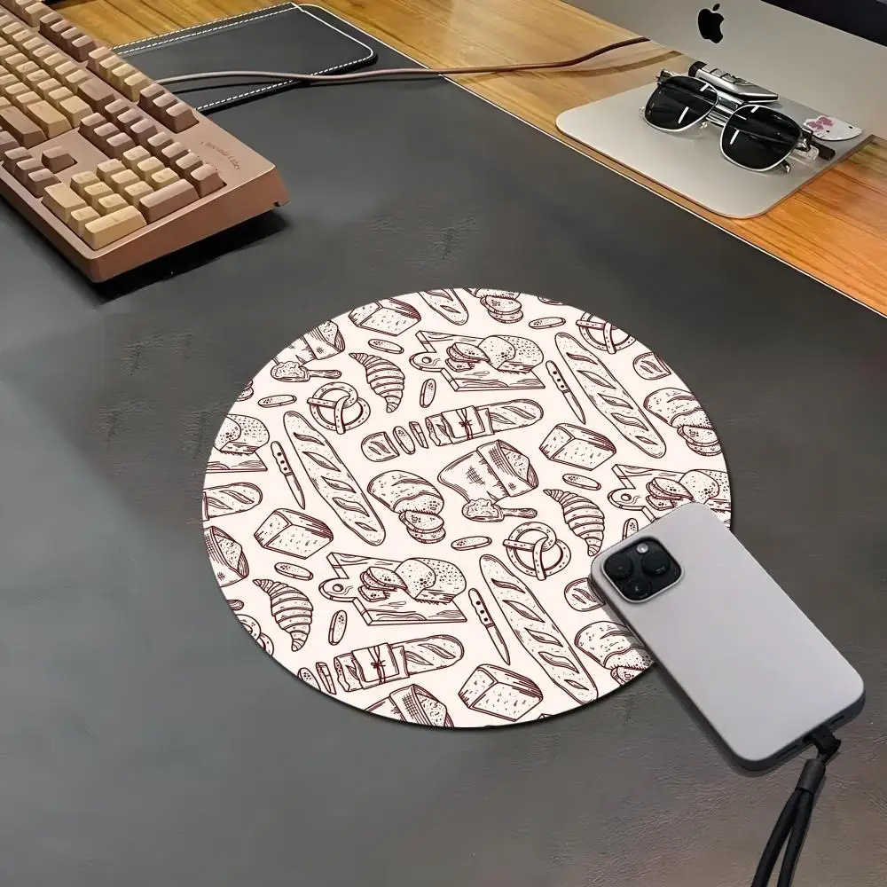 HYBXAXC Bread Bakery Line Art Print Desk Mat Non-Slip Rubber Mouse for Home Office Work Wireless Boy Girl Gift for Play games