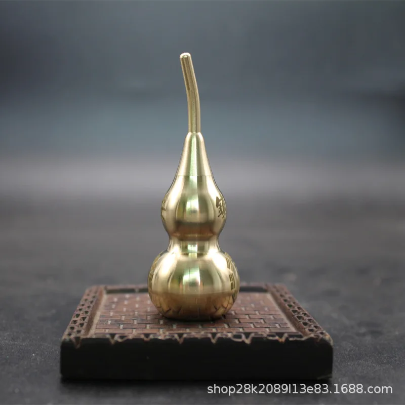 Semi-Handmade Pure Peace Eight Diagrams Gourd Copper Ornament with Open Top and Bottom Brass O