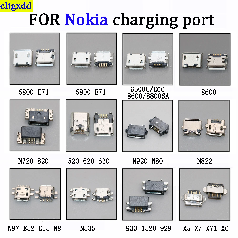 Cltgxdd 5piece is suitable FOR Nokia 5800 E71 6500C E66 8600 N720 820 520 630 920 822X5 X7 X71 X6 micro NOKIA USB plug connector